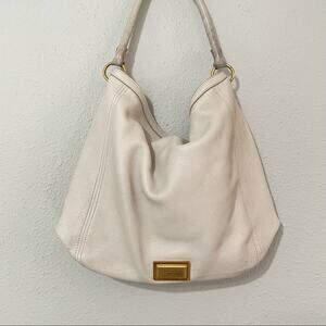 Marc Jacobs Cream Large Hobo Style Handbag Gold Hardware Shoulder Strap
